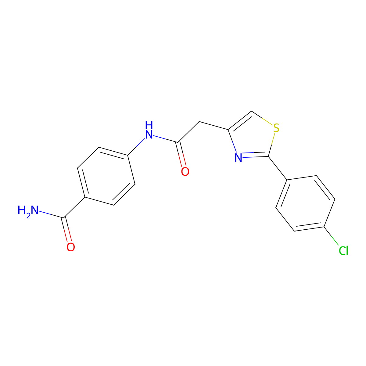 4-({[2-(4-Chlorophenyl)-1,3-thiazol-4-yl]acetyl}amino)benzamide molecular structure, CAS 1219558-87-8
