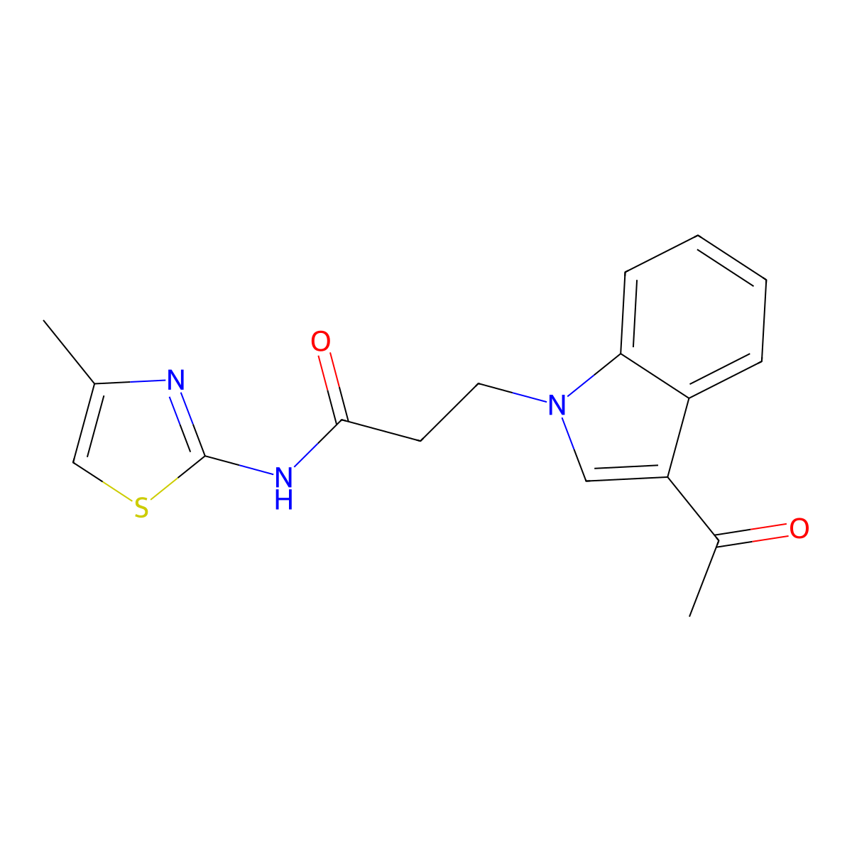 3-(3-acetyl-1H-indol-1-yl)-N-[(2E)-4-methyl-1,3-thiazol-2(3H)-ylidene]propanamide molecular structure, CAS 1219558-89-0