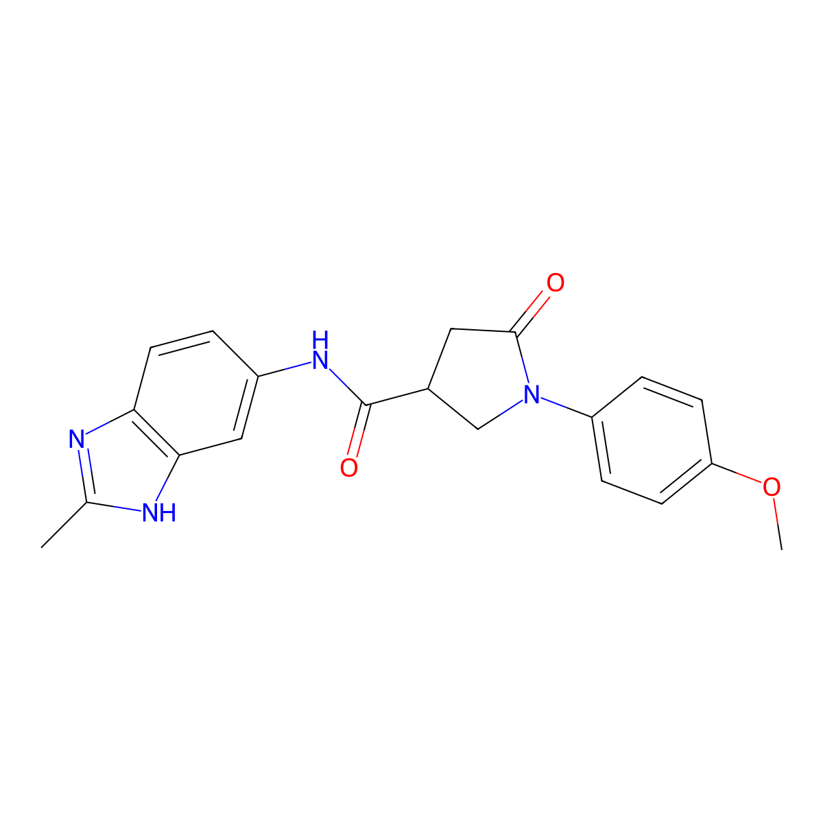 1-(4-methoxyphenyl)-N-(2-methyl-1H-benzimidazol-5-yl)-5-oxopyrrolidine-3-carboxamide molecular structure, CAS 1219558-94-7