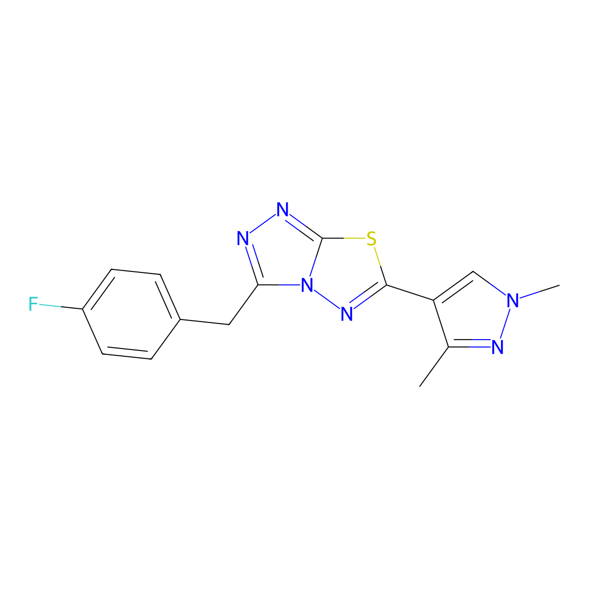 6-(1,3-dimethyl-1H-pyrazol-4-yl)-3-(4-fluorobenzyl)[1,2,4]triazolo[3,4-b][1,3,4]thiadiazole molecular structure, CAS 1219559-00-8