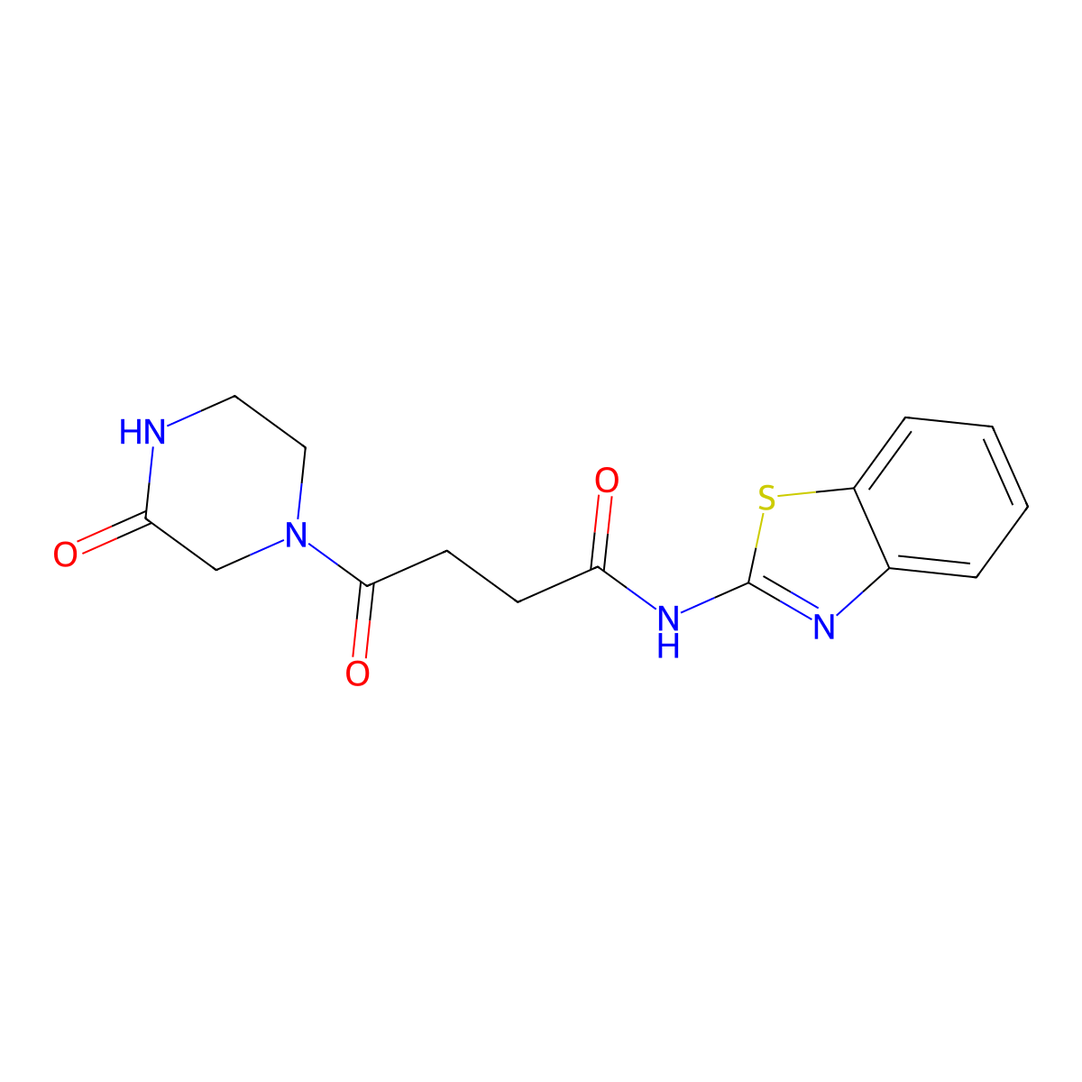 N-(benzo[d]thiazol-2-yl)-4-oxo-4-(3-oxopiperazin-1-yl)butanamide molecular structure, CAS 1219559-25-7
