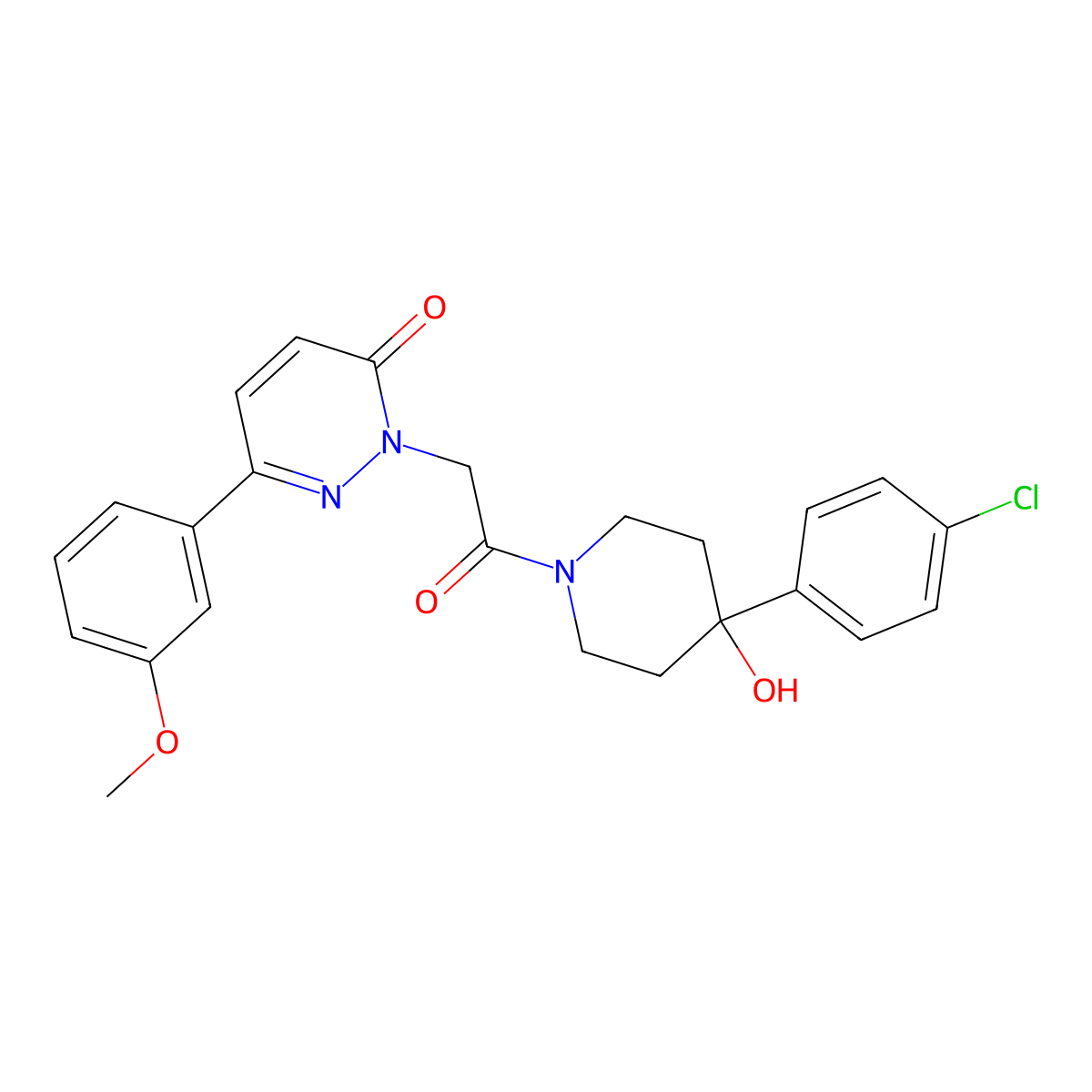 2-{2-[4-(4-chlorophenyl)-4-hydroxy-1-piperidinyl]-2-oxoethyl}-6-(3-methoxyphenyl)-3(2H)-pyridazinone molecular structure, CAS 1219559-35-9