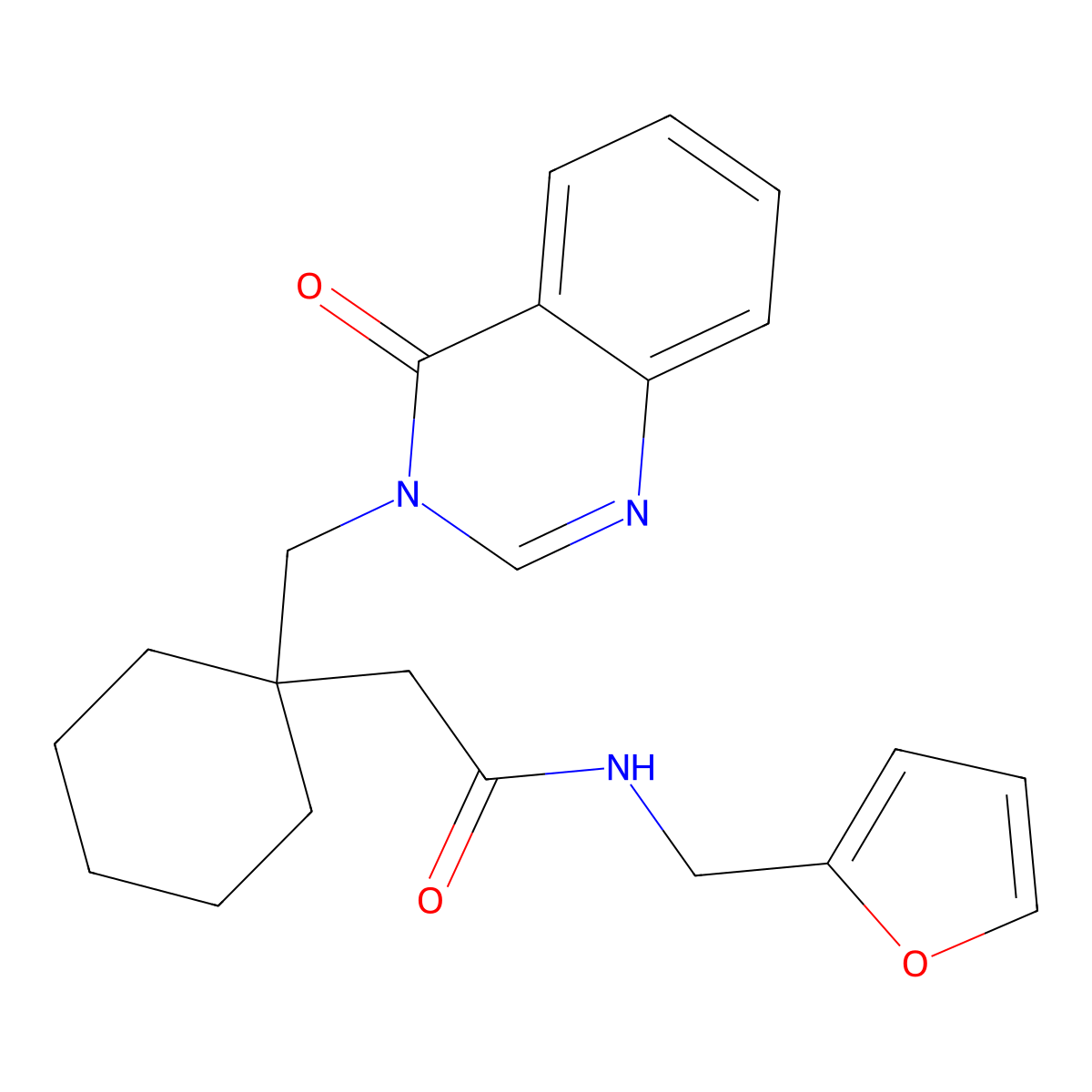 N-(2-furylmethyl)-2-(1-{[4-oxo-3(4H)-quinazolinyl]methyl}cyclohexyl)acetamide molecular structure, CAS 1219559-38-2