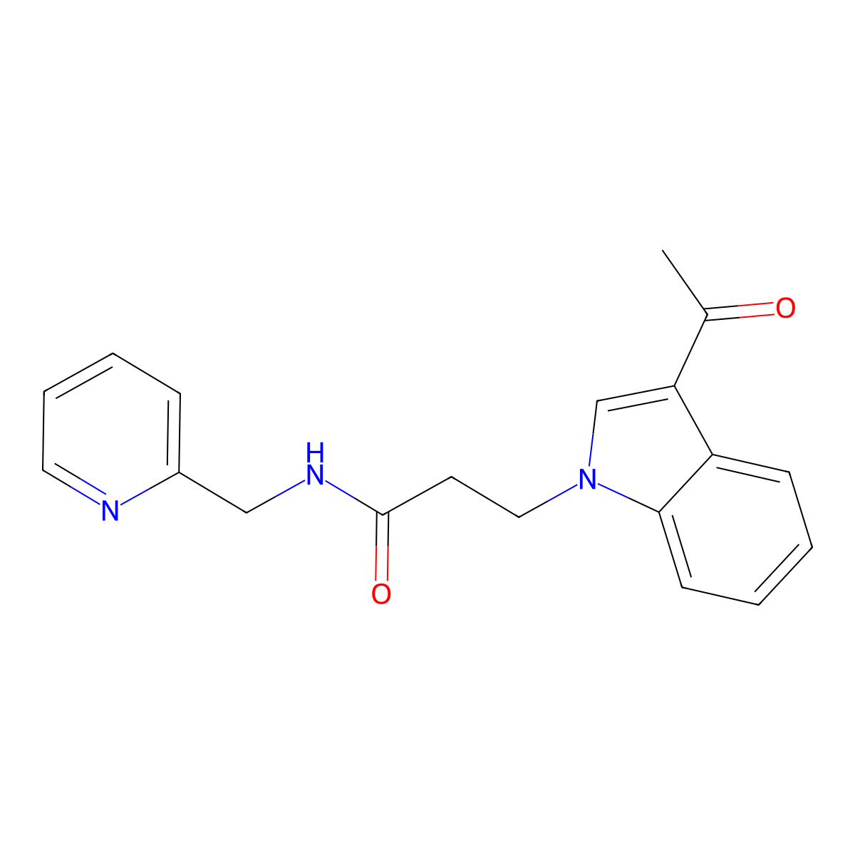 3-(3-acetyl-1H-indol-1-yl)-N-(pyridin-2-ylmethyl)propanamide molecular structure, CAS 1219559-40-6