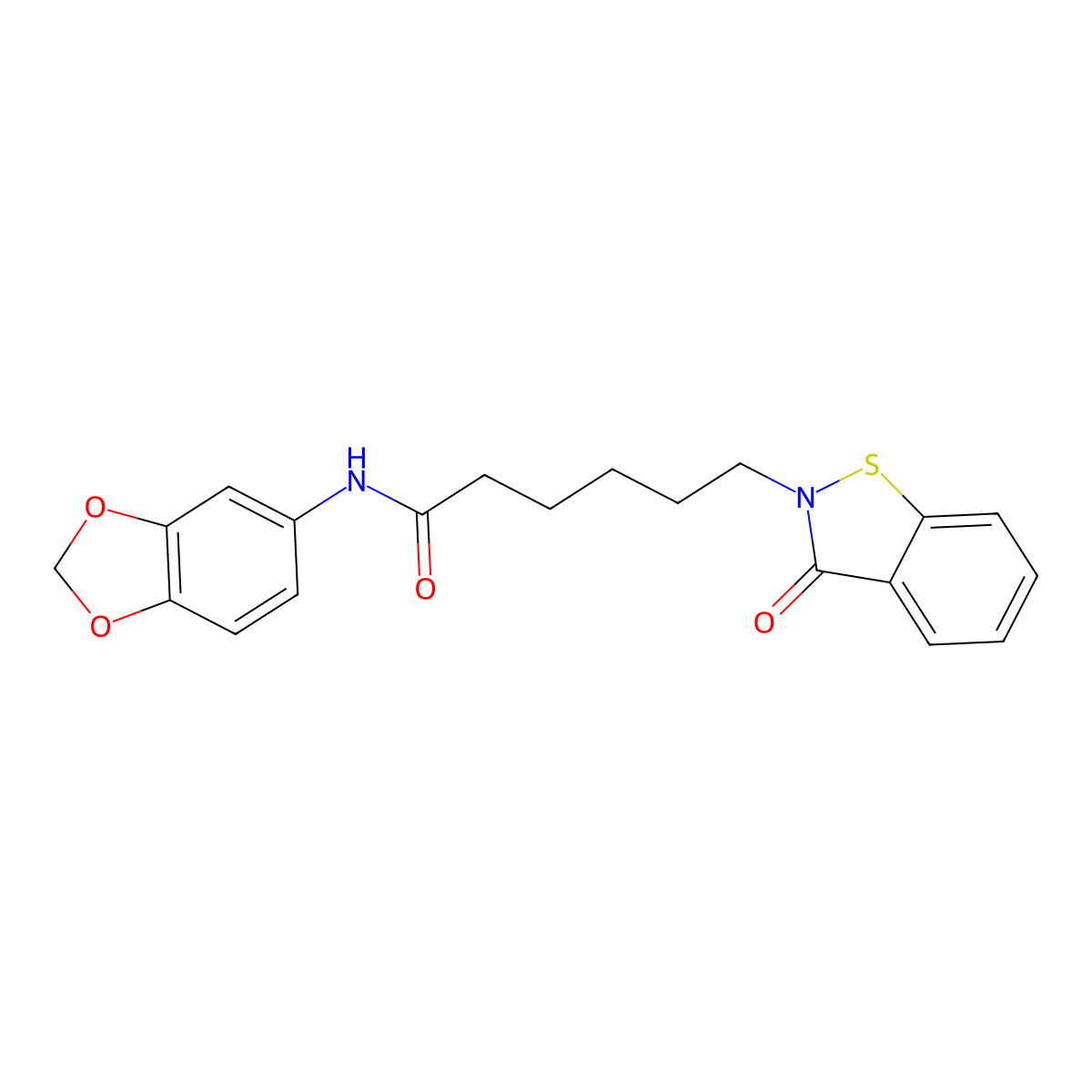 N-(1,3-benzodioxol-5-yl)-6-(3-oxo-1,2-benzothiazol-2(3H)-yl)hexanamide molecular structure, CAS 1219559-56-4