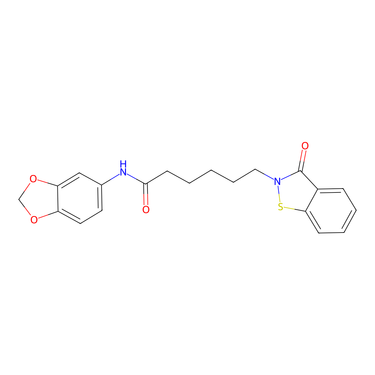 N-(1,3-benzodioxol-5-yl)-6-(3-oxo-1,2-benzothiazol-2(3H)-yl)hexanamide molecular structure, CAS 1219559-56-4