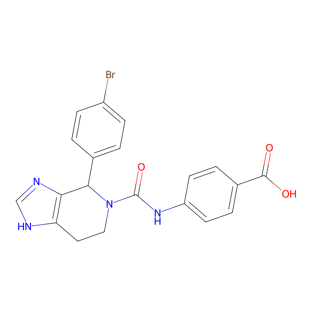 4-({[4-(4-bromophenyl)-3,4,6,7-tetrahydro-5H-imidazo[4,5-c]pyridin-5-yl]carbonyl}amino)benzoic acid molecular structure, CAS 1219559-60-0