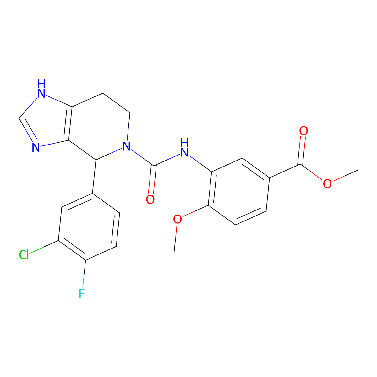 methyl 3-({[4-(3-chloro-4-fluorophenyl)-1,4,6,7-tetrahydro-5H-imidazo[4,5-c]pyridin-5-yl]carbonyl}amino)-4-methoxybenzoate molecular structure, CAS 1219559-68-8