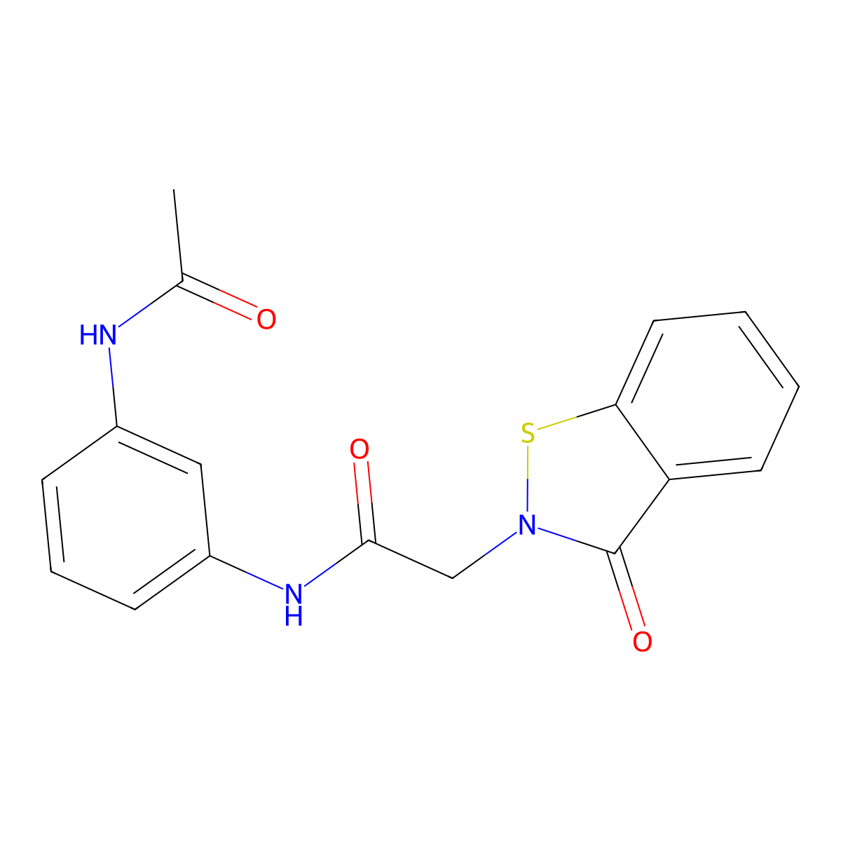 N-[3-(acetylamino)phenyl]-2-(3-oxo-1,2-benzothiazol-2(3H)-yl)acetamide molecular structure, CAS 1219559-69-9