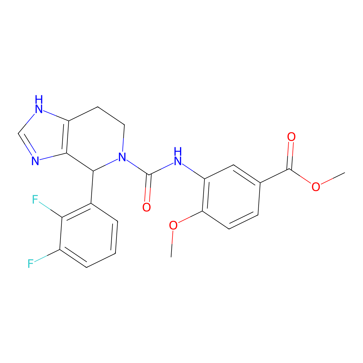 methyl 3-({[4-(2,3-difluorophenyl)-1,4,6,7-tetrahydro-5H-imidazo[4,5-c]pyridin-5-yl]carbonyl}amino)-4-methoxybenzoate molecular structure, CAS 1219559-86-0