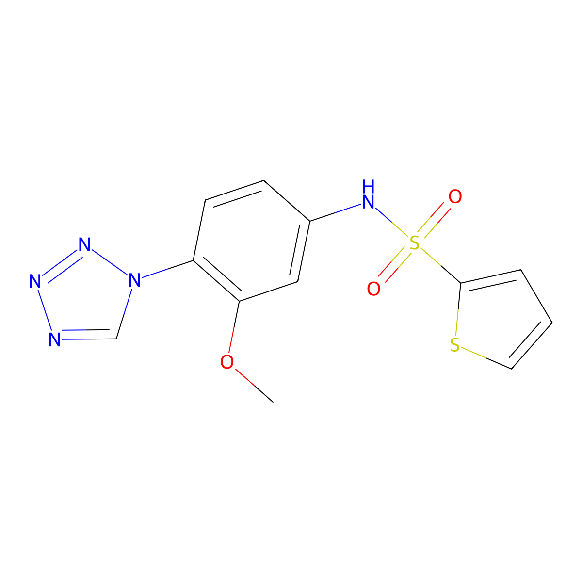 N-(3-methoxy-4-(1H-tetrazol-1-yl)phenyl)thiophene-2-sulfonamide molecular structure, CAS 1219559-91-7