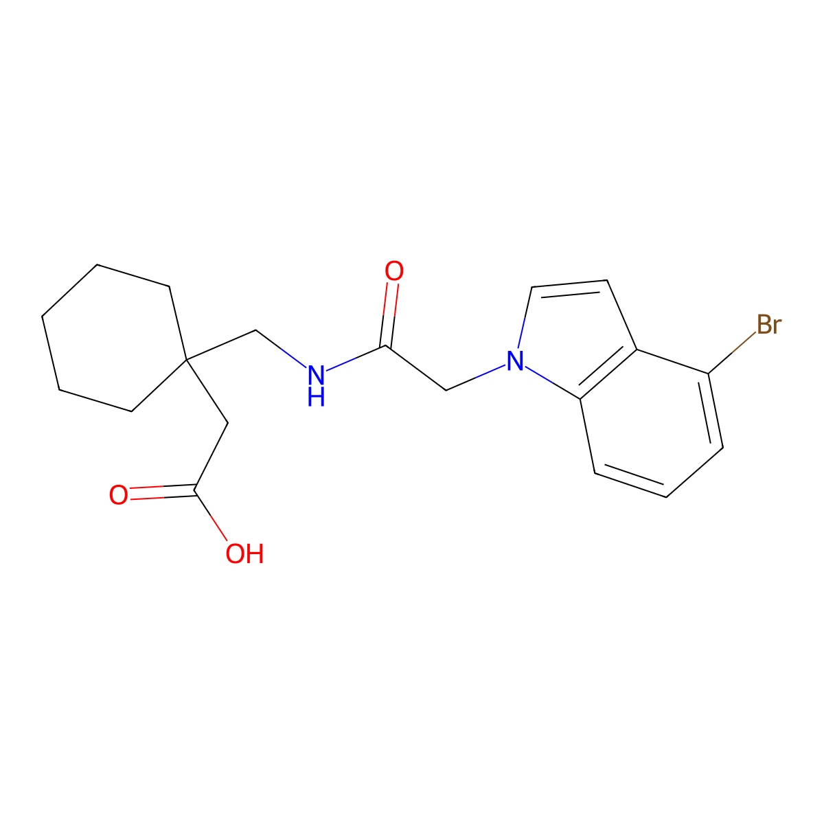 [1-({[(4-bromo-1H-indol-1-yl)acetyl]amino}methyl)cyclohexyl]acetic acid molecular structure, CAS 1219559-97-3