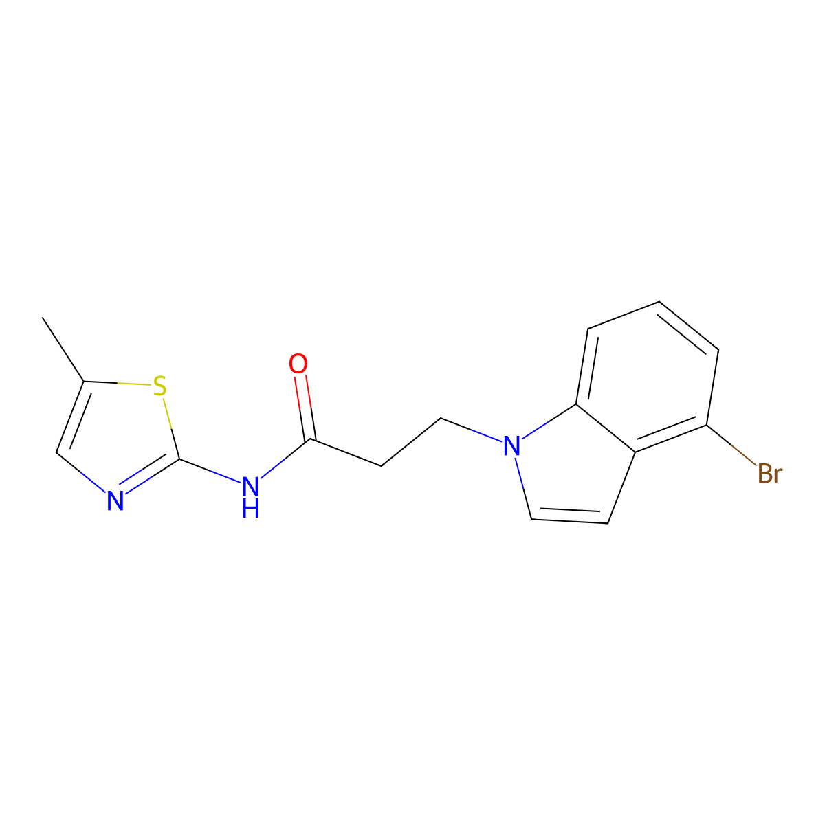 3-(4-bromo-1H-indol-1-yl)-N-(5-methyl-1,3-thiazol-2-yl)propanamide molecular structure, CAS 1219560-24-3