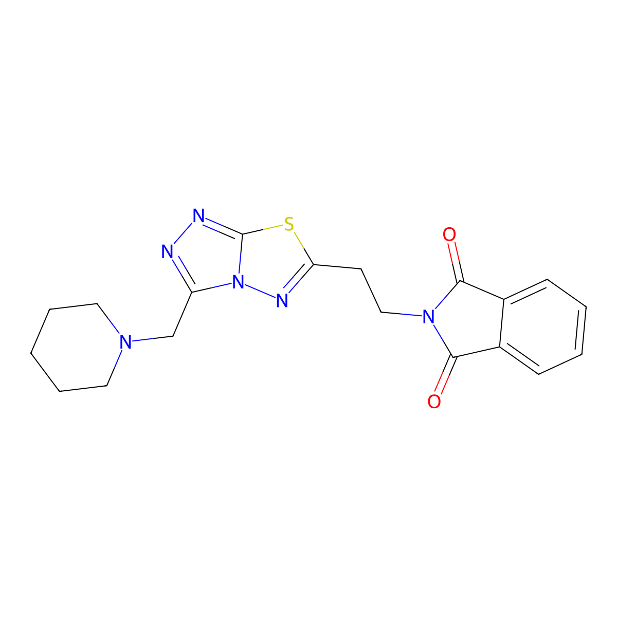2-{2-[3-(piperidin-1-ylmethyl)[1,2,4]triazolo[3,4-b][1,3,4]thiadiazol-6-yl]ethyl}-1H-isoindole-1,3(2H)-dione molecular structure, CAS 1219560-38-9