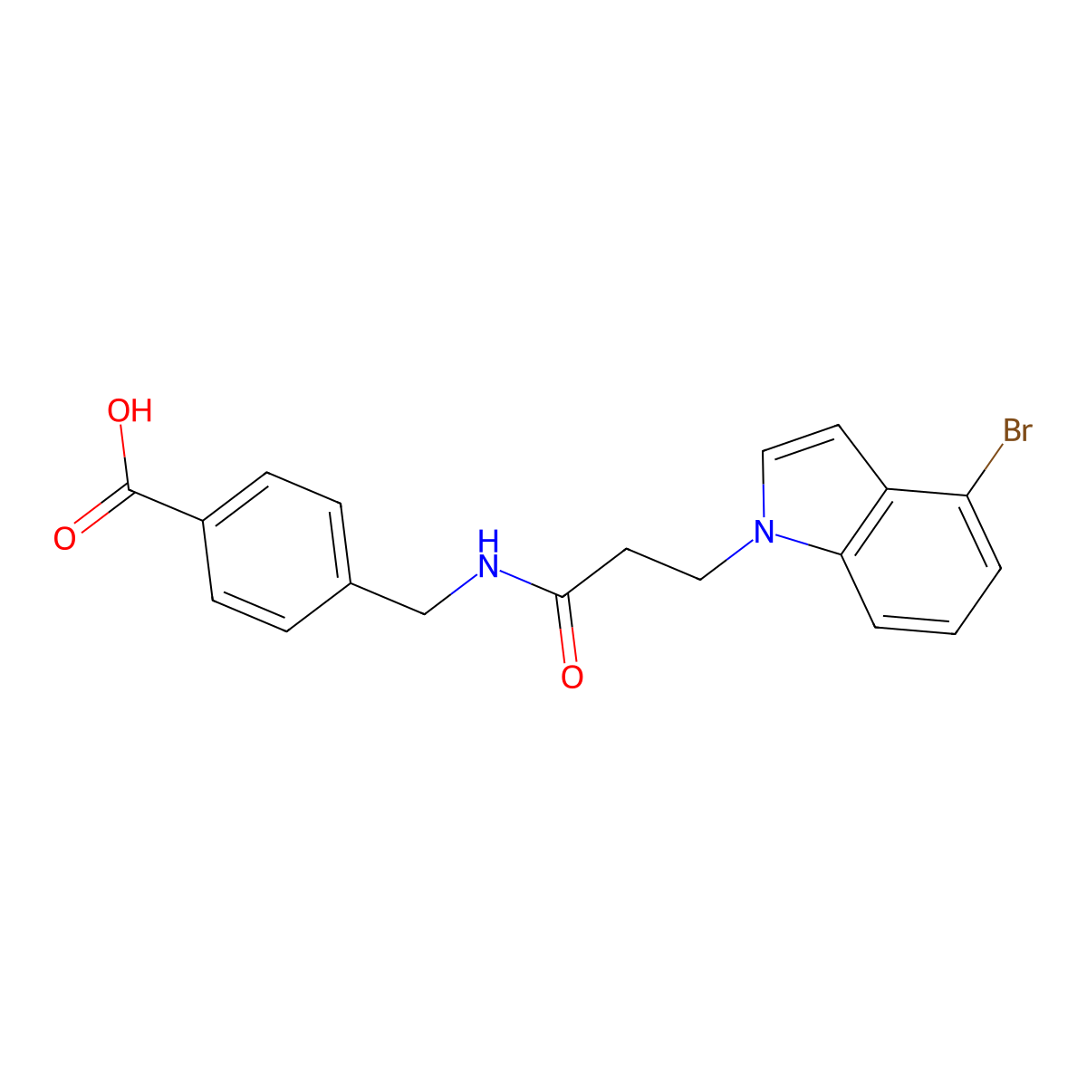 4-({[3-(4-bromo-1H-indol-1-yl)propanoyl]amino}methyl)benzoic acid molecular structure, CAS 1219560-43-6