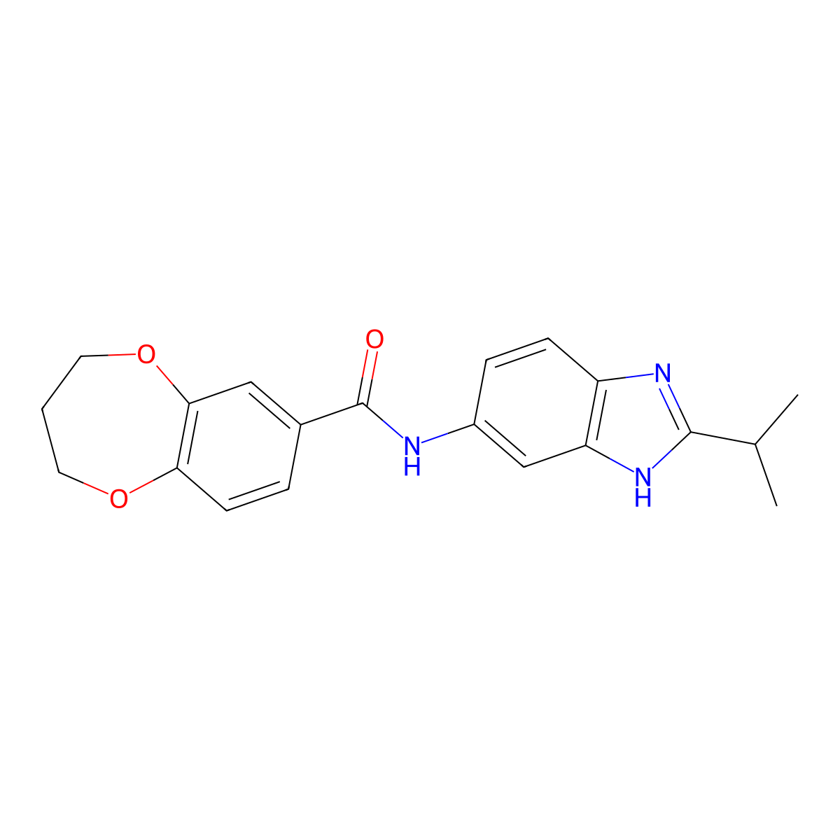 N-[2-(propan-2-yl)-1H-benzimidazol-5-yl]-3,4-dihydro-2H-1,5-benzodioxepine-7-carboxamide molecular structure, CAS 1219560-58-3