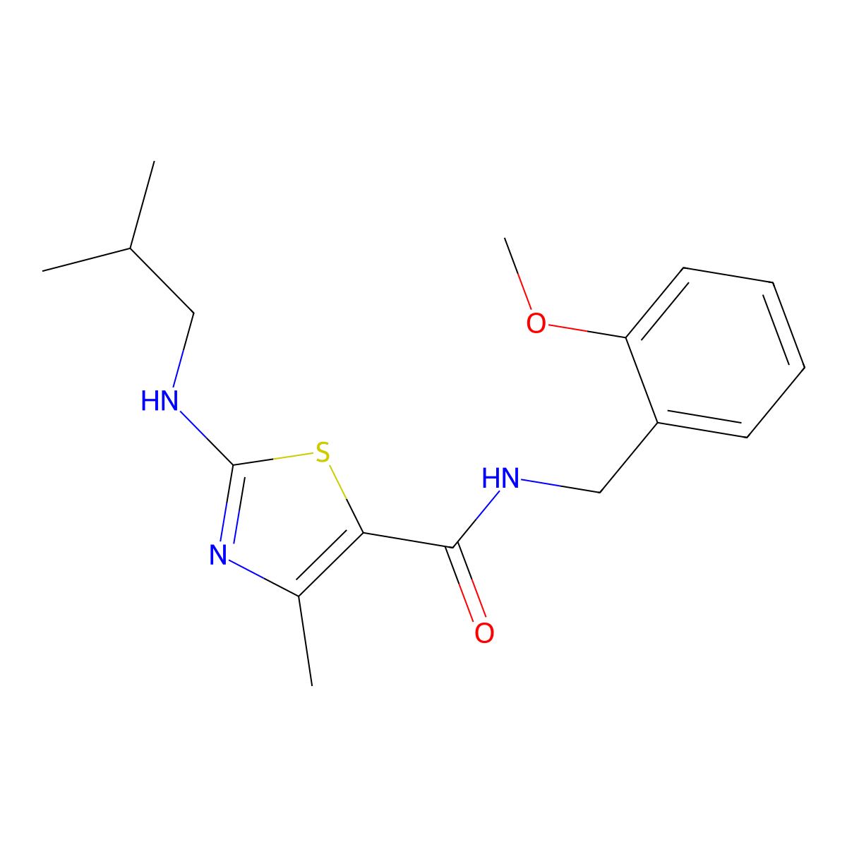 N-(2-methoxybenzyl)-4-methyl-2-[(2-methylpropyl)amino]-1,3-thiazole-5-carboxamide molecular structure, CAS 1219560-61-8