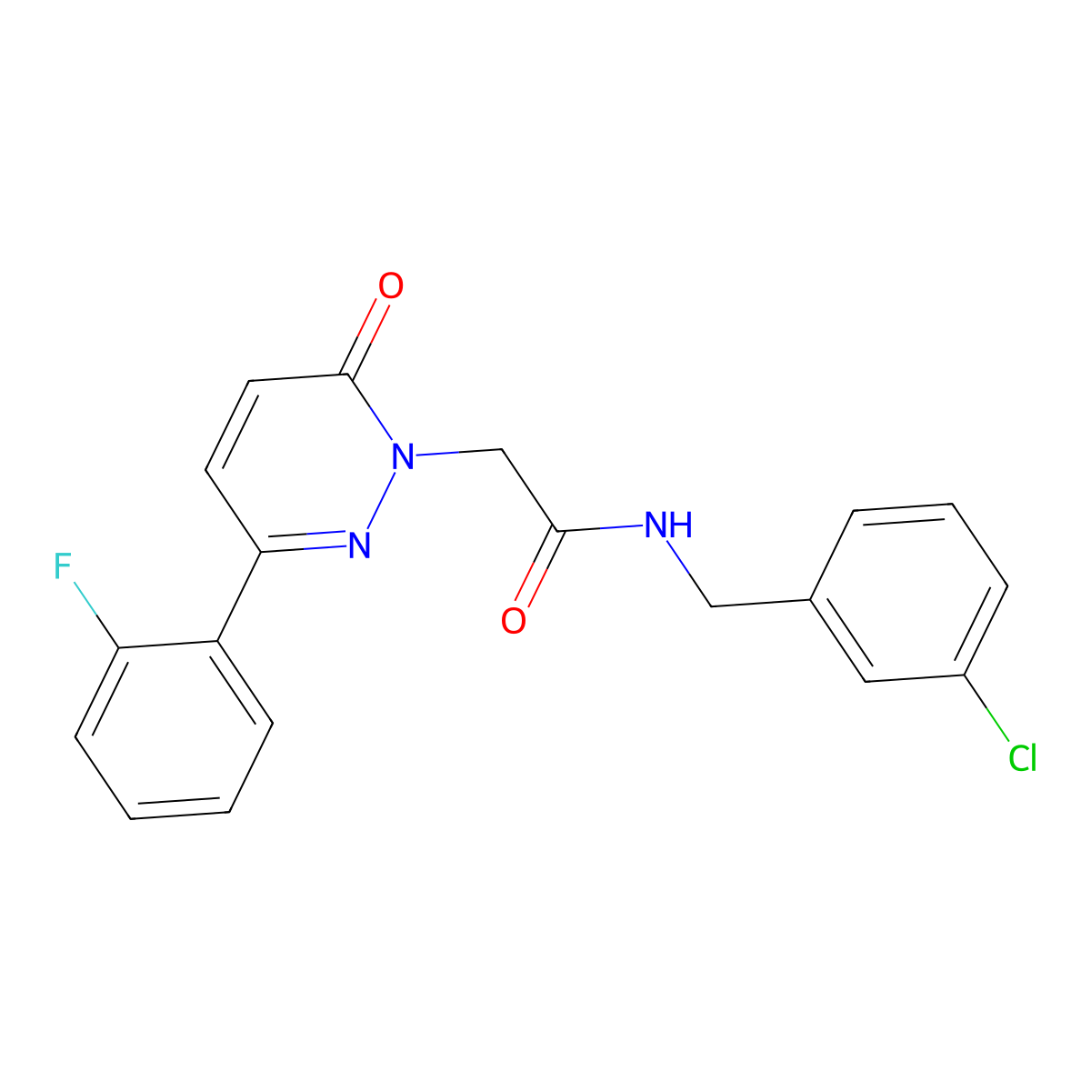 N-(3-chlorobenzyl)-2-[3-(2-fluorophenyl)-6-oxo-1(6H)-pyridazinyl]acetamide molecular structure, CAS 1219560-66-3