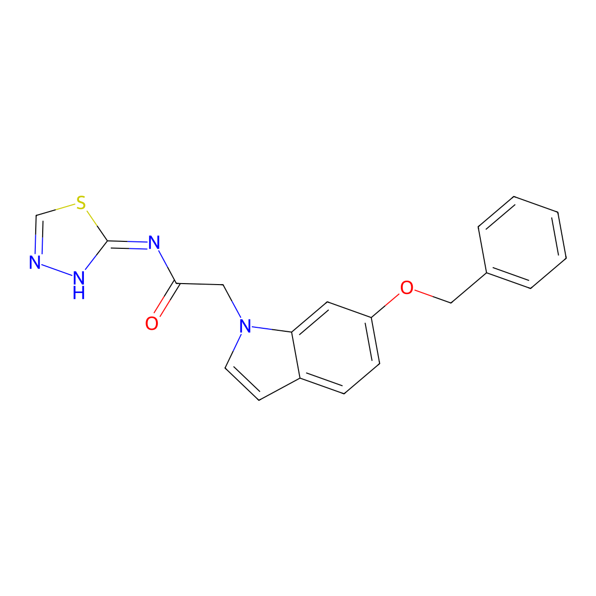2-[6-(benzyloxy)-1H-indol-1-yl]-N-[(2E)-1,3,4-thiadiazol-2(3H)-ylidene]acetamide molecular structure, CAS 1219560-81-2