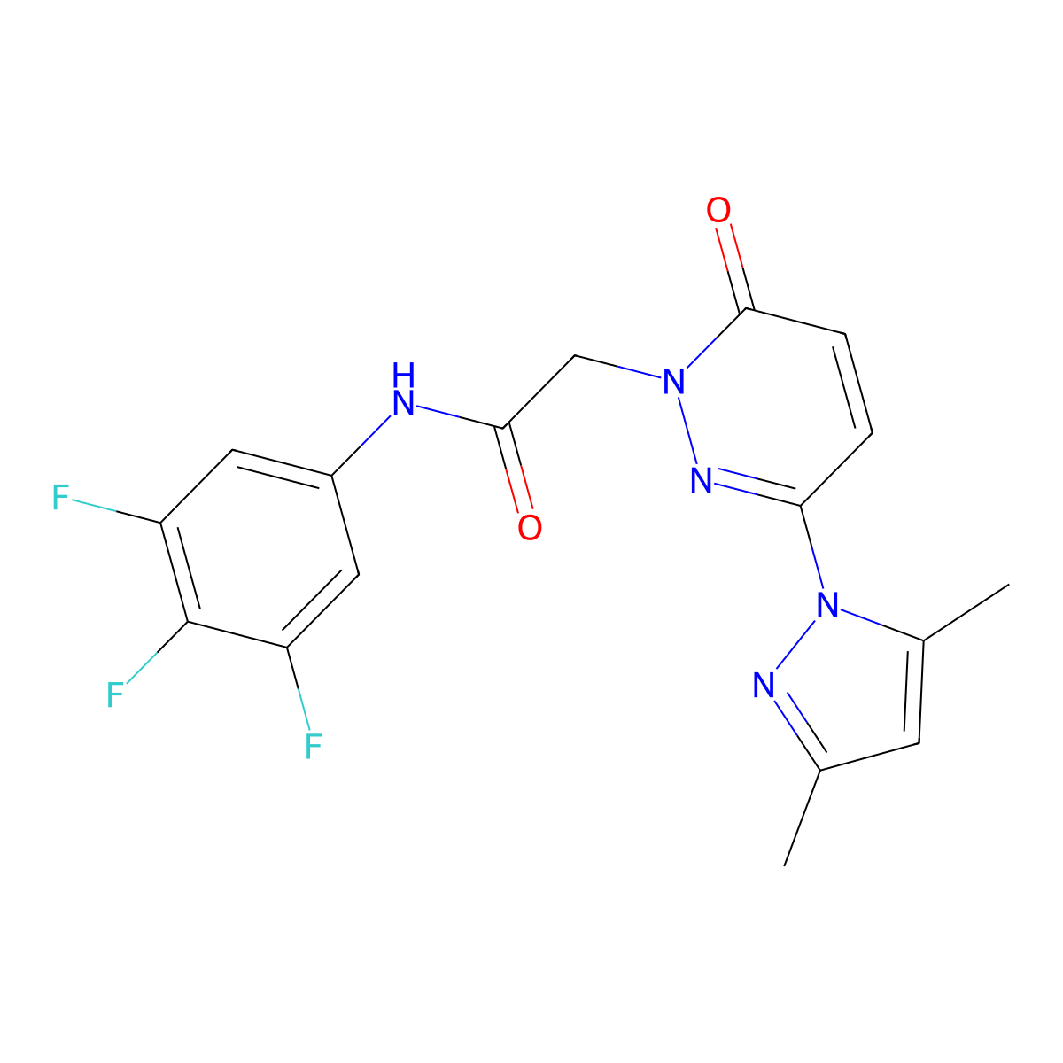 2-[3-(3,5-dimethyl-1H-pyrazol-1-yl)-6-oxopyridazin-1(6H)-yl]-N-(3,4,5-trifluorophenyl)acetamide molecular structure, CAS 1219560-85-6