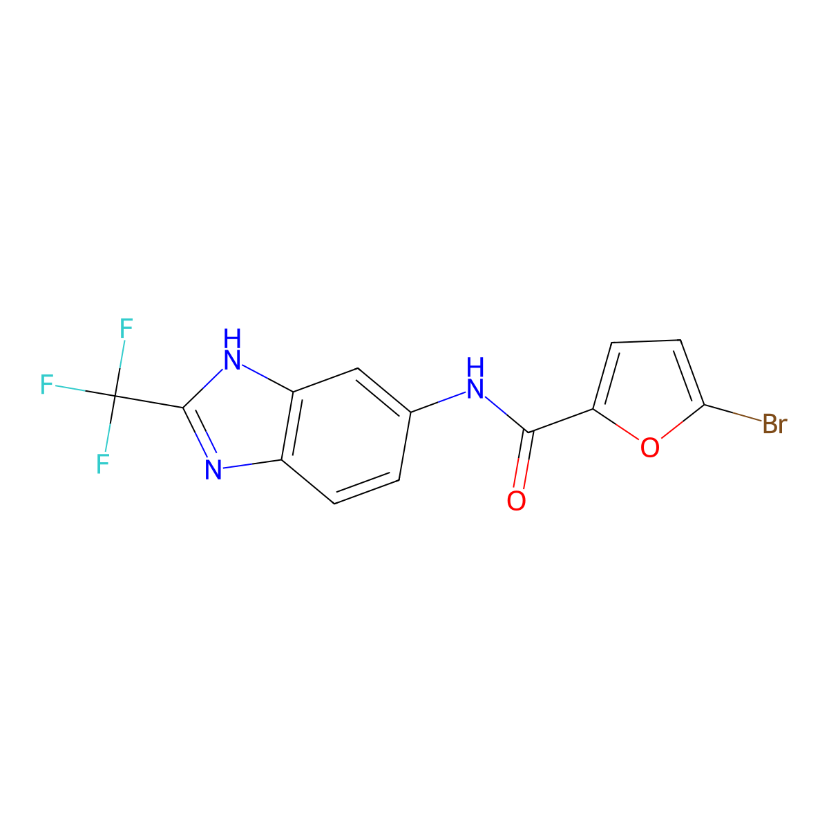 5-bromo-N-[2-(trifluoromethyl)-1H-benzimidazol-5-yl]furan-2-carboxamide molecular structure, CAS 1219560-94-7
