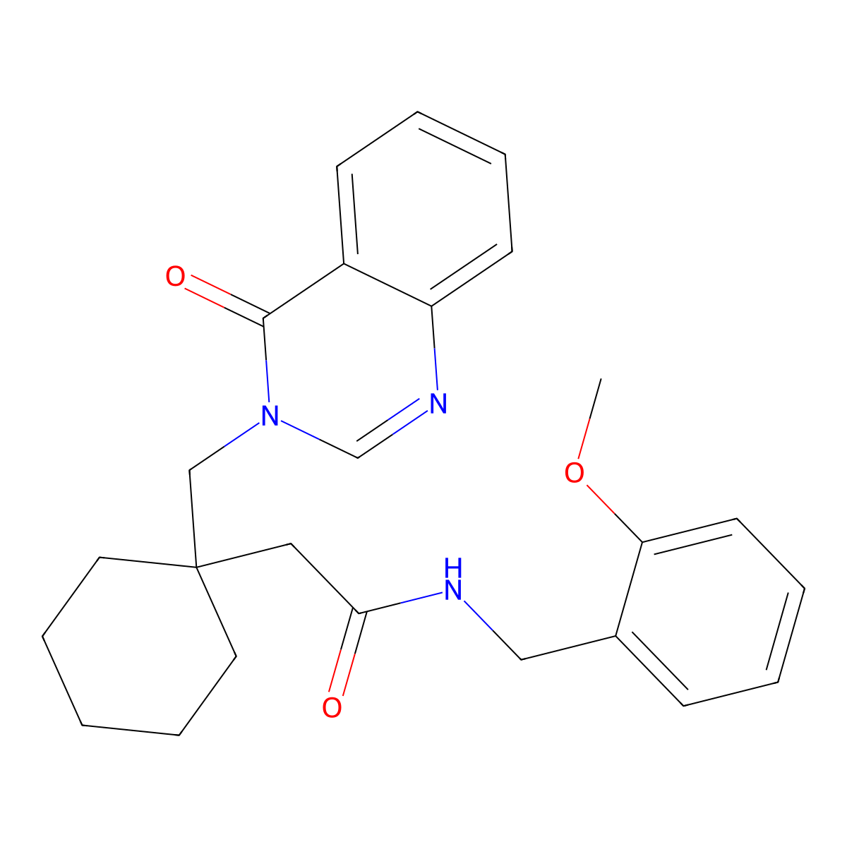 N-(2-methoxybenzyl)-2-(1-{[4-oxo-3(4H)-quinazolinyl]methyl}cyclohexyl)acetamide molecular structure, CAS 1219560-96-9