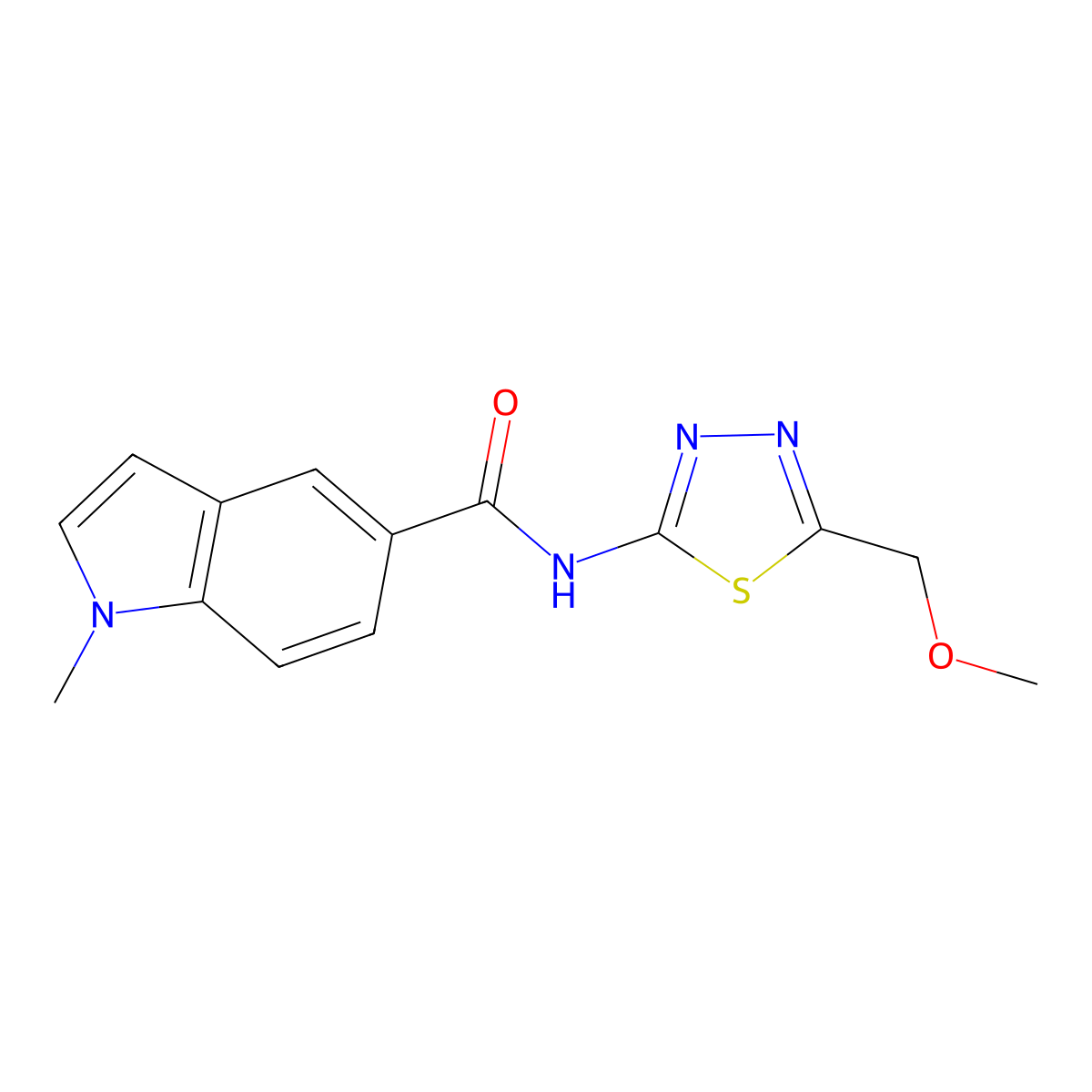 N-[(2Z)-5-(methoxymethyl)-1,3,4-thiadiazol-2(3H)-ylidene]-1-methyl-1H-indole-5-carboxamide molecular structure, CAS 1219561-09-7
