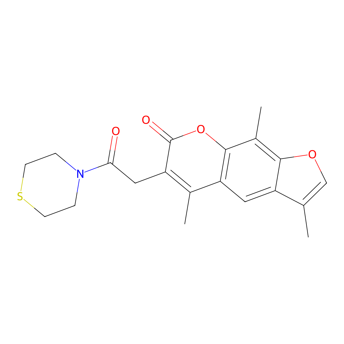 3,5,9-trimethyl-6-[2-oxo-2-(4-thiomorpholinyl)ethyl]-7H-furo[3,2-g]chromen-7-one molecular structure, CAS 1219561-26-8