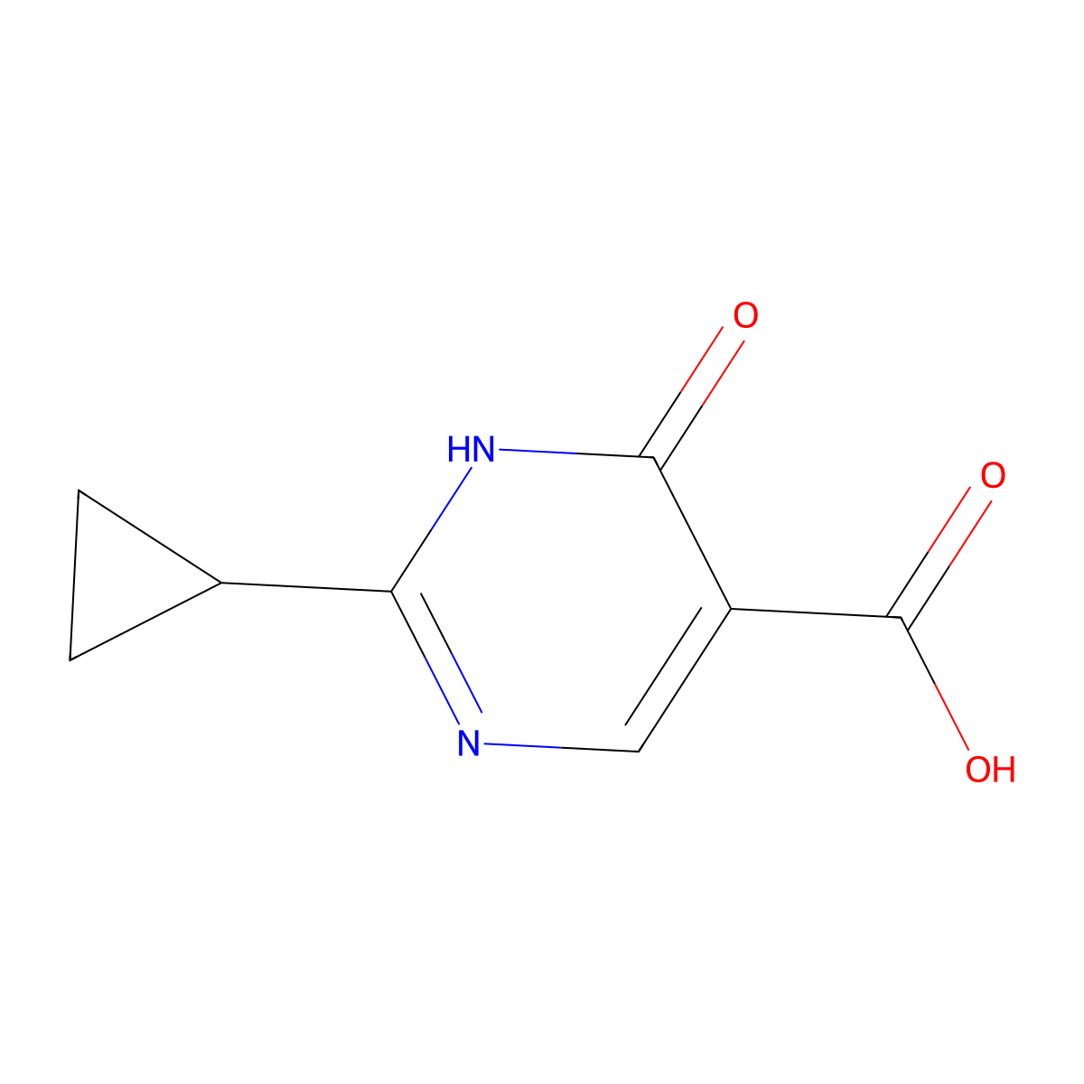 2-Cyclopropyl-6-oxo-1,6-dihydropyrimidine-5-carboxylic acid molecular structure, CAS 1219561-35-9
