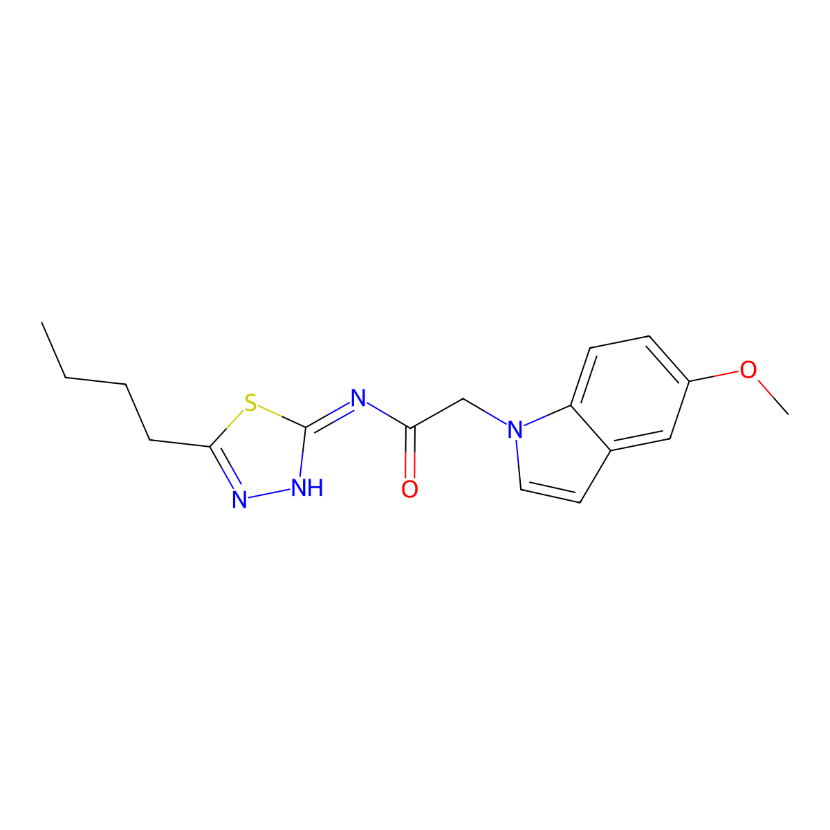 N-(5-butyl-1,3,4-thiadiazol-2-yl)-2-(5-methoxy-1H-indol-1-yl)acetamide molecular structure, CAS 1219561-37-1
