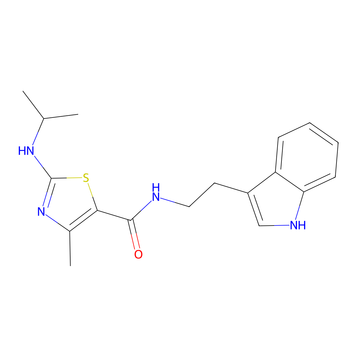 N-[2-(1H-indol-3-yl)ethyl]-4-methyl-2-(propan-2-ylamino)-1,3-thiazole-5-carboxamide molecular structure, CAS 1219561-51-9
