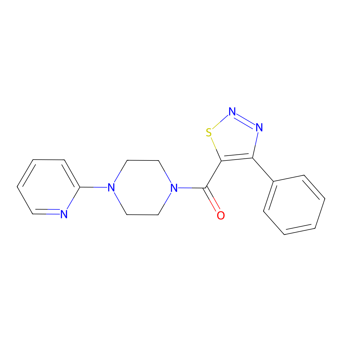 (4-Phenyl-1,2,3-thiadiazol-5-yl)[4-(pyridin-2-yl)piperazin-1-yl]methanone molecular structure, CAS 1219561-55-3