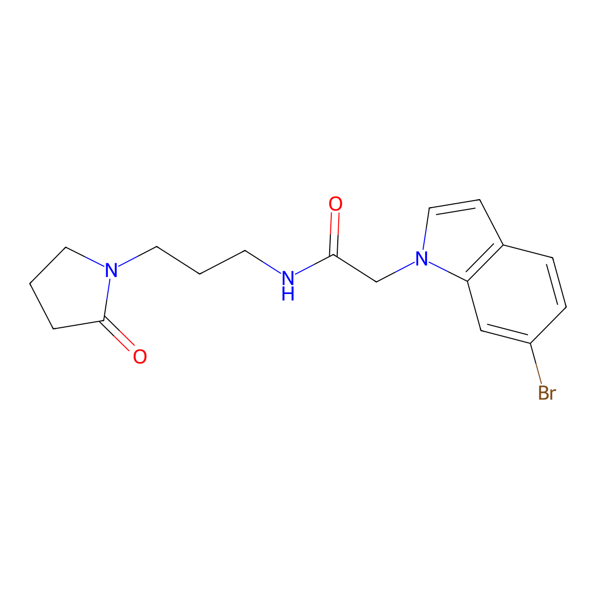 2-(6-bromo-1H-indol-1-yl)-N-[3-(2-oxopyrrolidin-1-yl)propyl]acetamide molecular structure, CAS 1219561-82-6