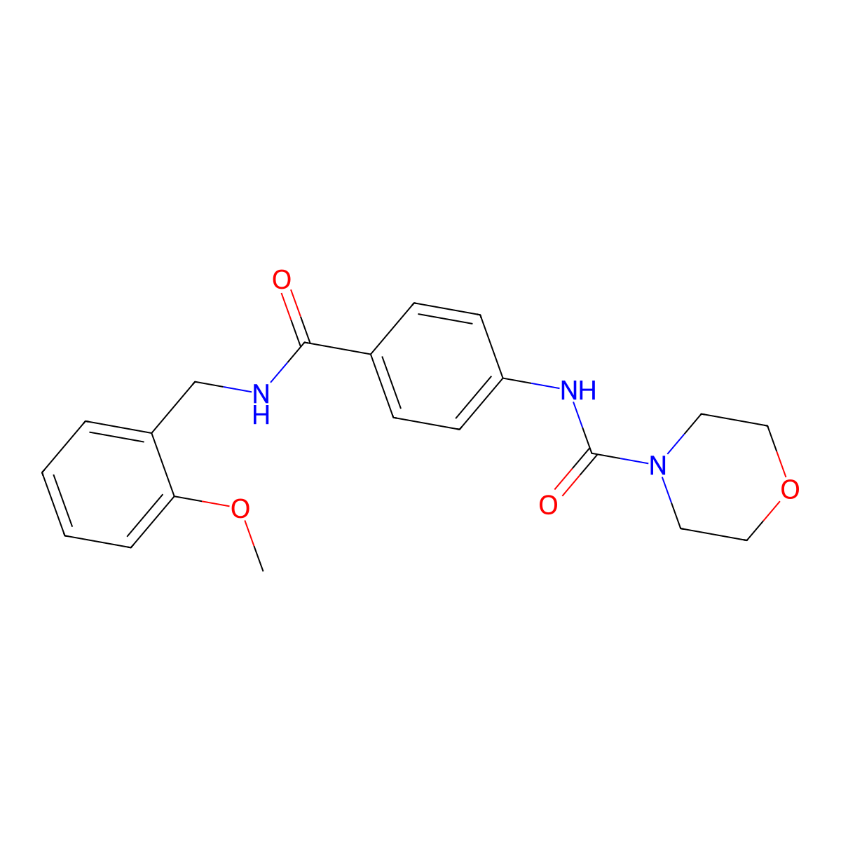 N-{4-[(2-methoxybenzyl)carbamoyl]phenyl}morpholine-4-carboxamide molecular structure, CAS 1219561-86-0