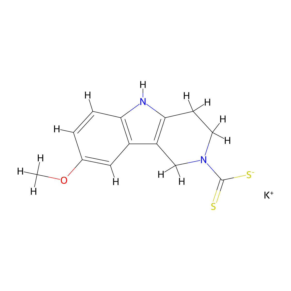 potassium 8-methoxy-3,4-dihydro-1H-pyrido[4,3-b]indole-2(5H)-carbodithioate molecular structure, CAS 1219561-93-9
