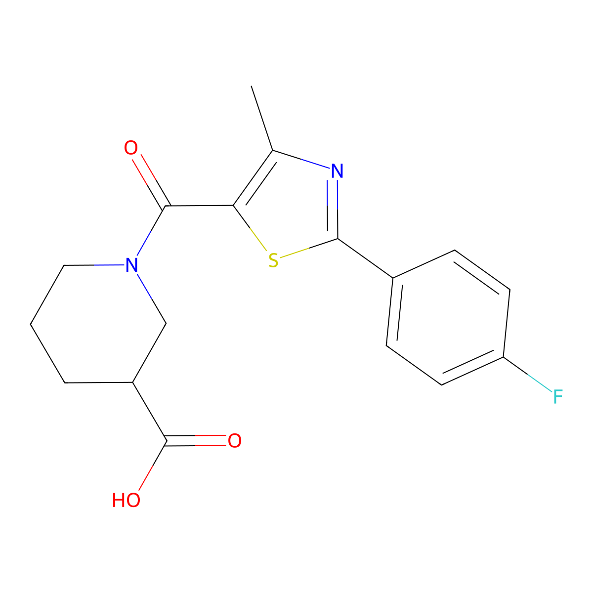 1-{[2-(4-Fluorophenyl)-4-methyl-1,3-thiazol-5-yl]carbonyl}piperidine-3-carboxylic acid molecular structure, CAS 1219561-96-2