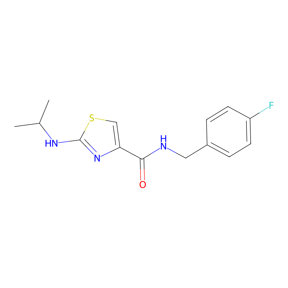 N-(4-fluorobenzyl)-2-(isopropylamino)-1,3-thiazole-4-carboxamide molecular structure, CAS 1219561-98-4