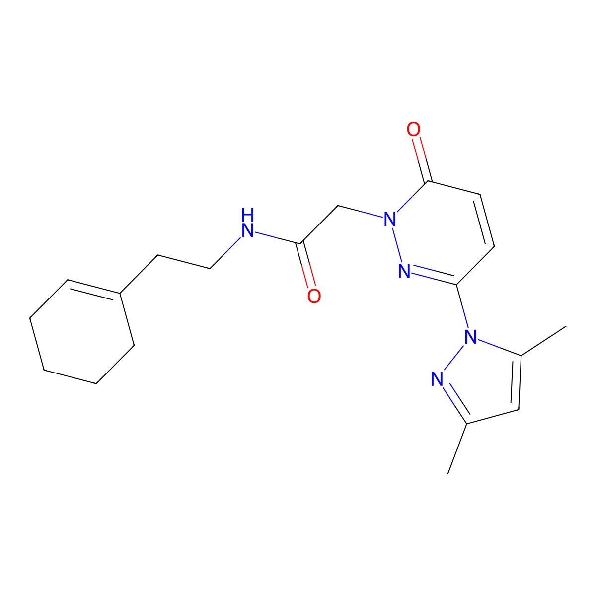 N-[2-(cyclohex-1-en-1-yl)ethyl]-2-[3-(3,5-dimethyl-1H-pyrazol-1-yl)-6-oxopyridazin-1(6H)-yl]acetamide molecular structure, CAS 1219562-00-1