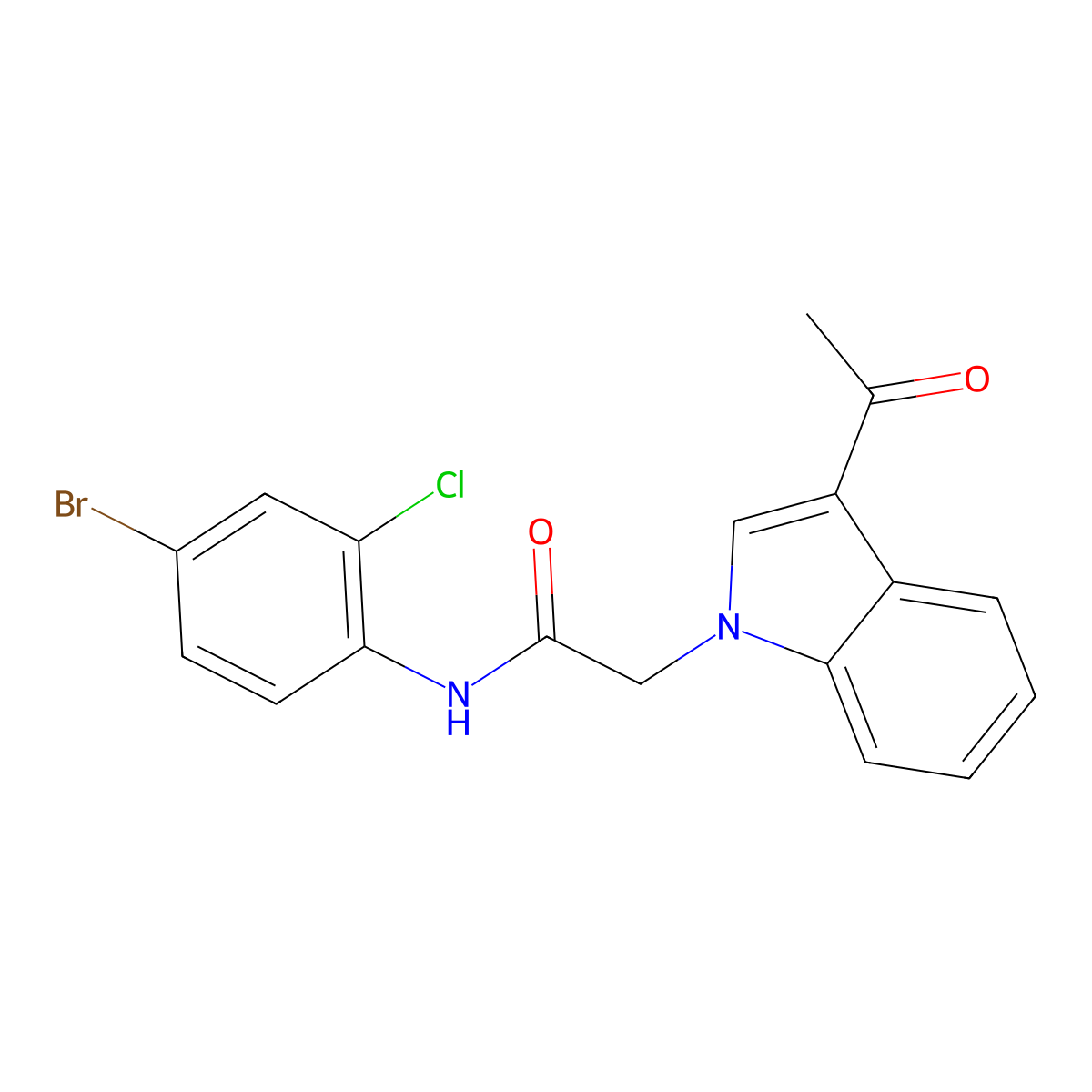 2-(3-acetyl-1H-indol-1-yl)-N-(4-bromo-2-chlorophenyl)acetamide molecular structure, CAS 1219562-06-7