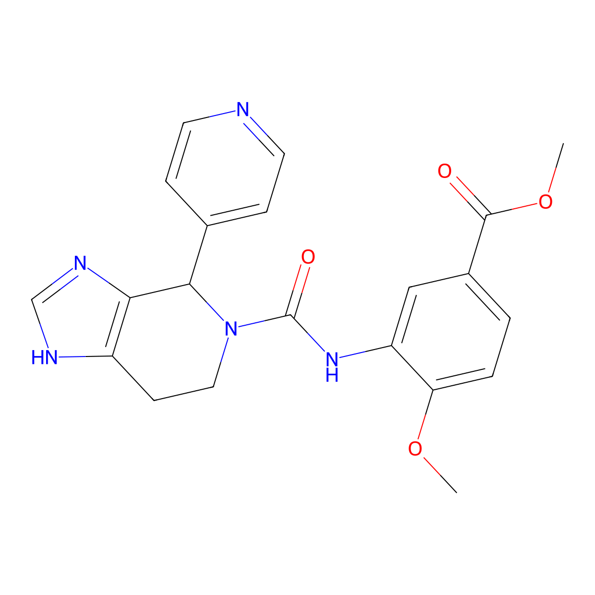 methyl 4-methoxy-3-({[4-(pyridin-4-yl)-3,4,6,7-tetrahydro-5H-imidazo[4,5-c]pyridin-5-yl]carbonyl}amino)benzoate molecular structure, CAS 1219562-18-1