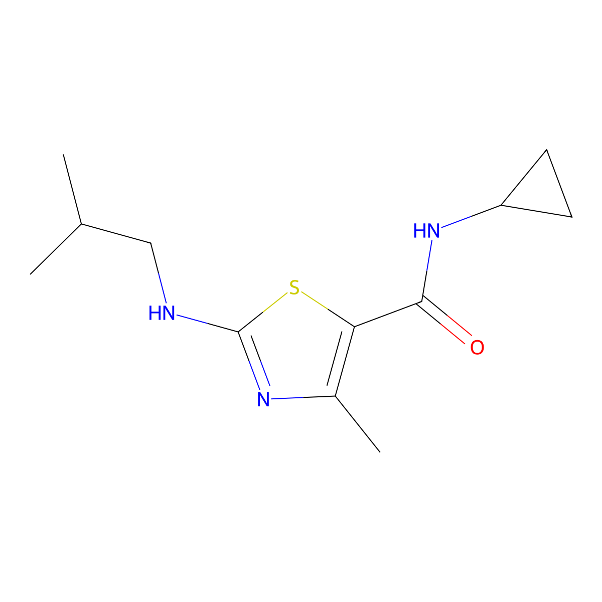 N-cyclopropyl-4-methyl-2-[(2-methylpropyl)amino]-1,3-thiazole-5-carboxamide molecular structure, CAS 1219562-24-9