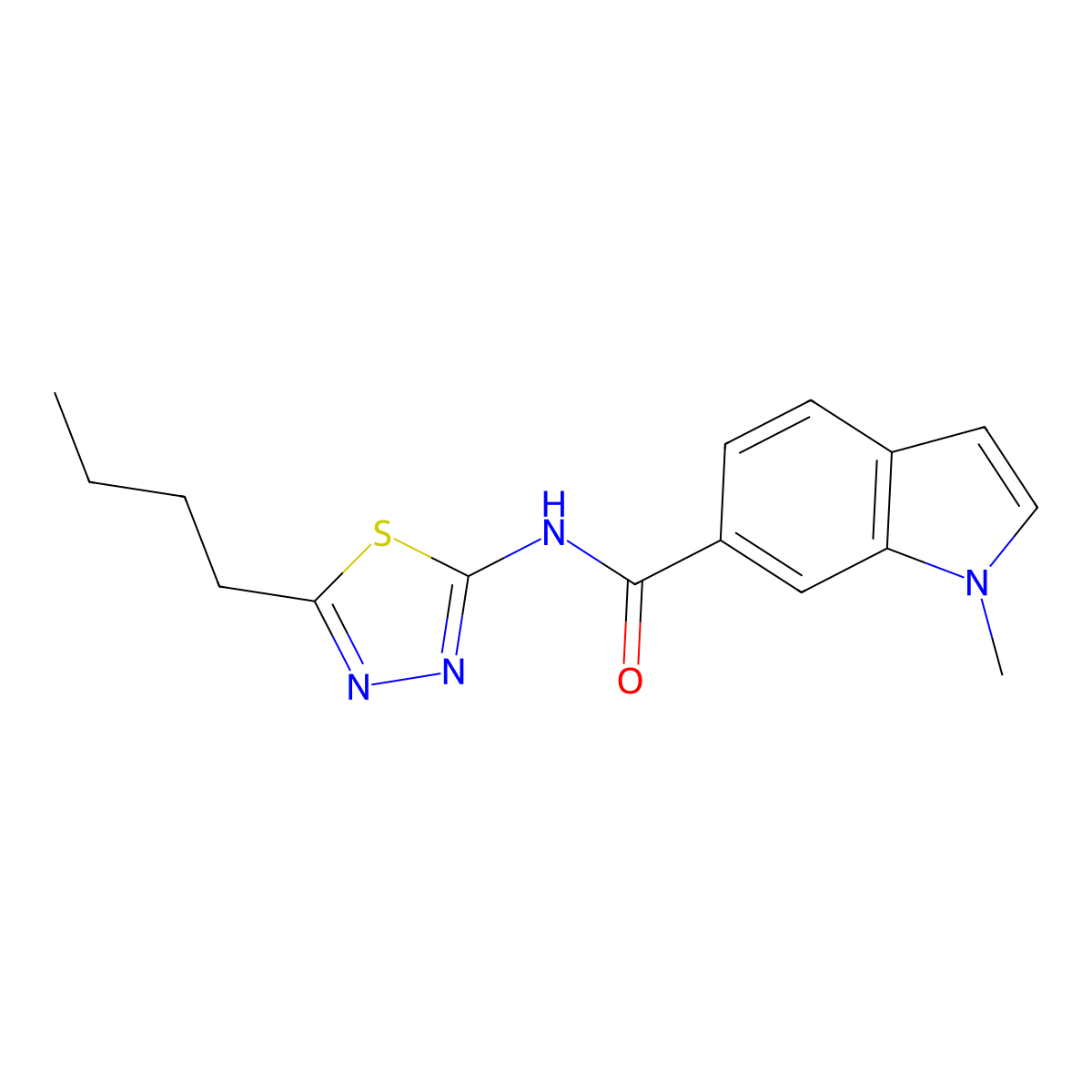 N-(5-butyl-1,3,4-thiadiazol-2-yl)-1-methyl-1H-indole-6-carboxamide molecular structure, CAS 1219562-32-9
