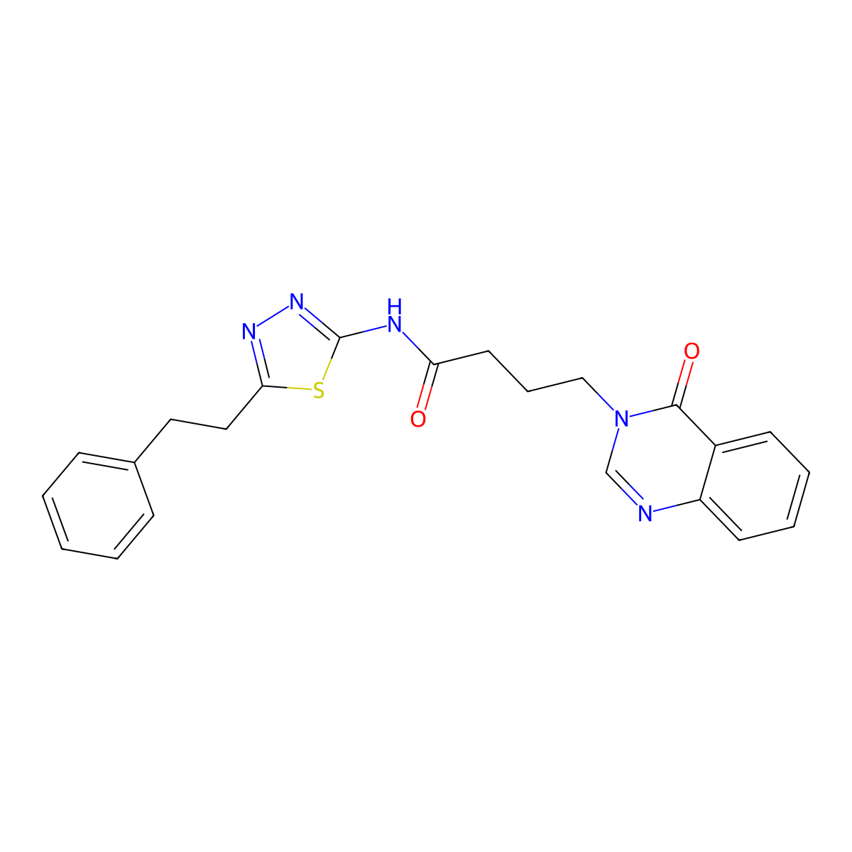 4-(4-oxoquinazolin-3(4H)-yl)-N-[(2Z)-5-(2-phenylethyl)-1,3,4-thiadiazol-2(3H)-ylidene]butanamide molecular structure, CAS 1219562-42-1