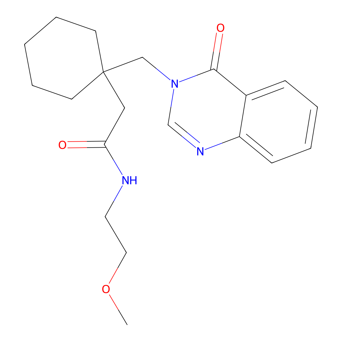 N-(2-methoxyethyl)-2-(1-{[4-oxo-3(4H)-quinazolinyl]methyl}cyclohexyl)acetamide molecular structure, CAS 1219562-86-3