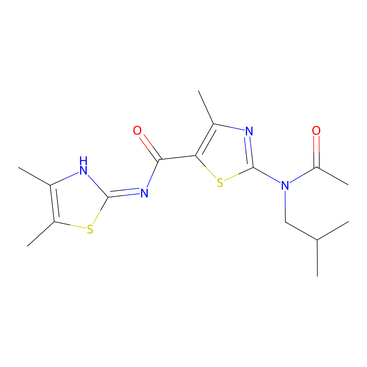 2-[acetyl(2-methylpropyl)amino]-N-[(2E)-4,5-dimethyl-1,3-thiazol-2(3H)-ylidene]-4-methyl-1,3-thiazole-5-carboxamide molecular structure, CAS 1219562-95-4