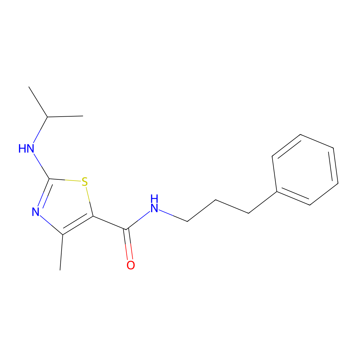 4-methyl-N-(3-phenylpropyl)-2-(propan-2-ylamino)-1,3-thiazole-5-carboxamide molecular structure, CAS 1219562-97-6
