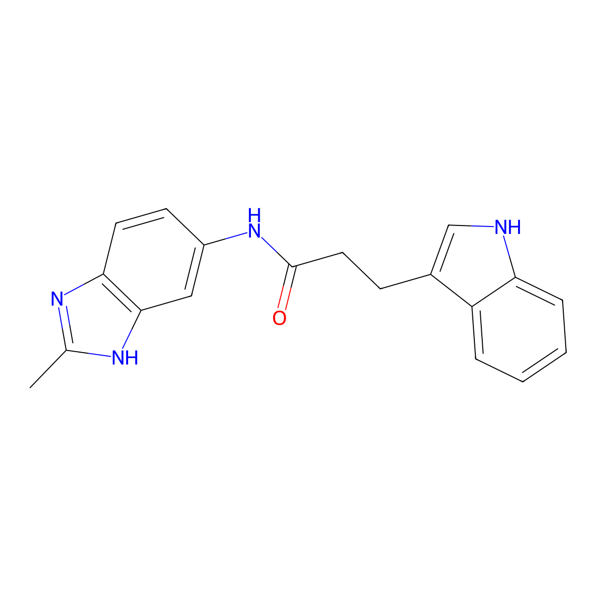 3-(1H-indol-3-yl)-N-(2-methyl-1H-benzimidazol-5-yl)propanamide molecular structure, CAS 1219563-02-6