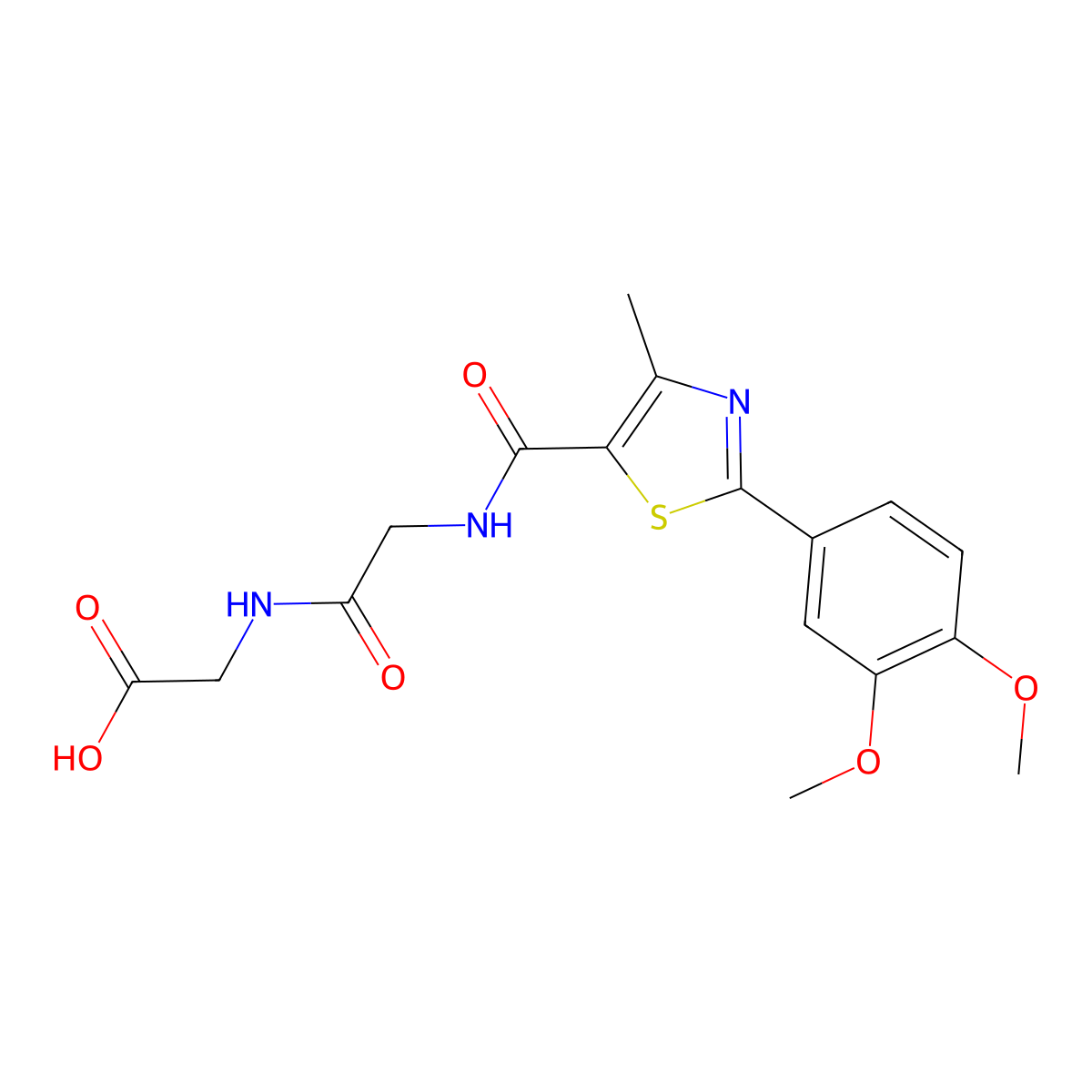 N-{[2-(3,4-dimethoxyphenyl)-4-methyl-1,3-thiazol-5-yl]carbonyl}glycylglycine molecular structure, CAS 1219563-05-9