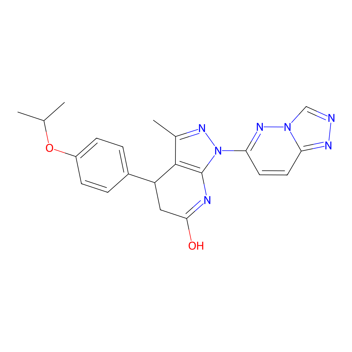 1-([1,2,4]triazolo[4,3-b]pyridazin-6-yl)-4-(4-isopropoxyphenyl)-3-methyl-4,5-dihydro-1H-pyrazolo[3,4-b]pyridin-6(7H)-one molecular structure, CAS 1219563-19-5