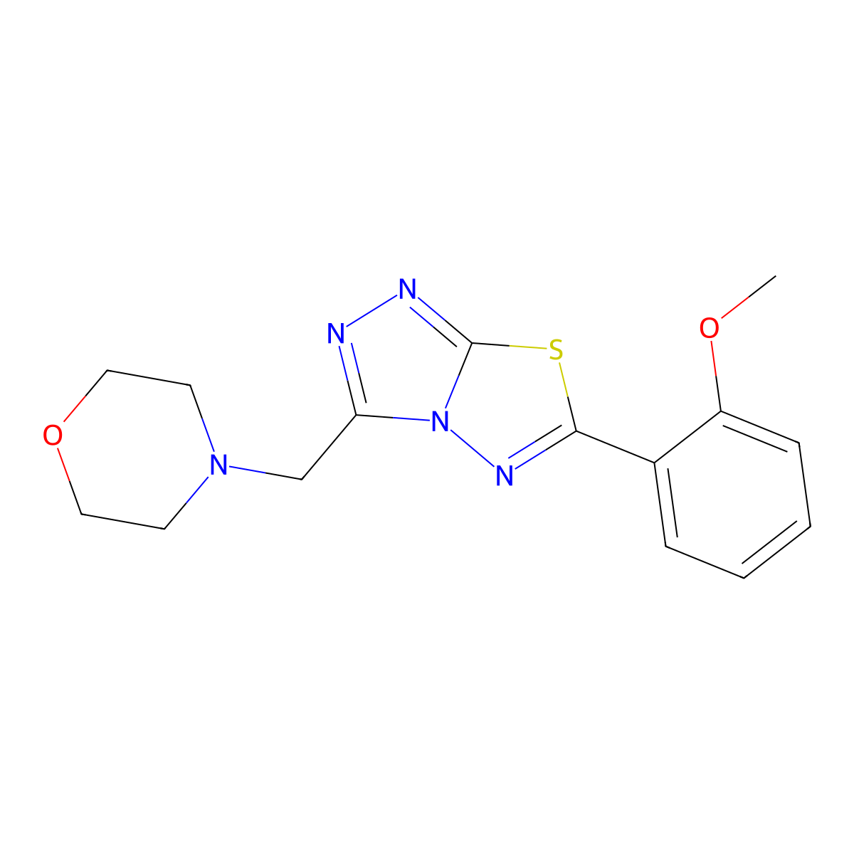 6-(2-Methoxyphenyl)-3-(morpholin-4-ylmethyl)[1,2,4]triazolo[3,4-b][1,3,4]thiadiazole molecular structure, CAS 1219563-57-1